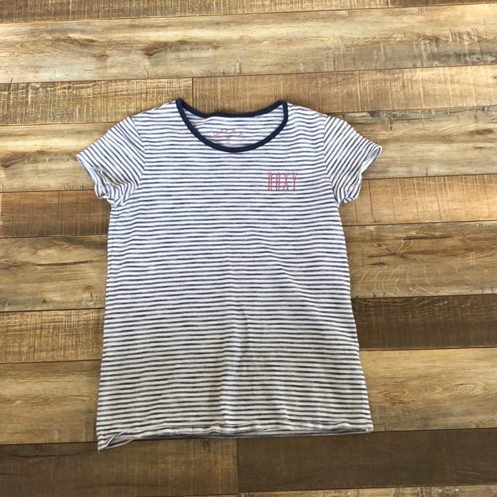 Roxy girls size 12 striped short sleeve logo shirt